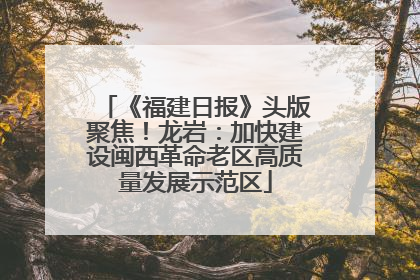 《福建日报》头版聚焦！龙岩：加快建设闽西革命老区高质量发展示范区