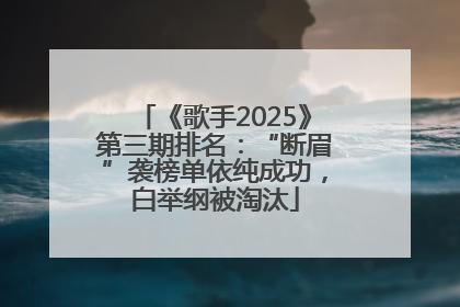 《歌手2025》第三期排名：“断眉”袭榜单依纯成功，白举纲被淘汰
