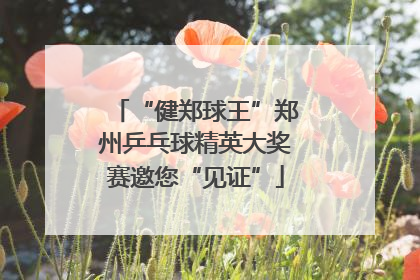 “健郑球王”郑州乒乓球精英大奖赛邀您“见证”