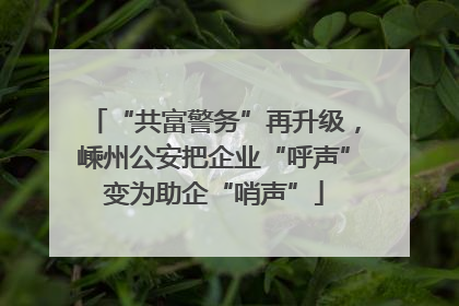 “共富警务”再升级，嵊州公安把企业“呼声”变为助企“哨声”