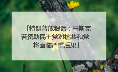 特朗普放狠话：马斯克若资助民主党对抗共和党 将面临严重后果