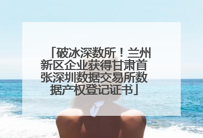 破冰深数所！兰州新区企业获得甘肃首张深圳数据交易所数据产权登记证书