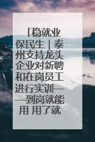 稳就业 保民生｜泰州支持龙头企业对新聘和在岗员工进行实训——到岗就能用 用了就见效