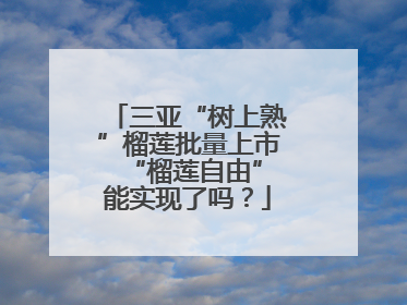 三亚“树上熟”榴莲批量上市 “榴莲自由”能实现了吗？