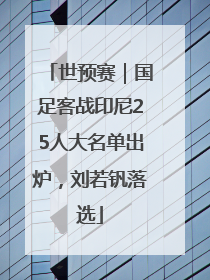 世预赛｜国足客战印尼25人大名单出炉，刘若钒落选