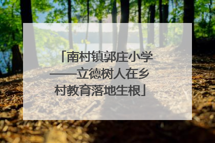 南村镇郭庄小学——立德树人在乡村教育落地生根