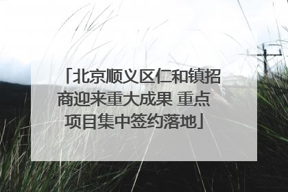 北京顺义区仁和镇招商迎来重大成果 重点项目集中签约落地