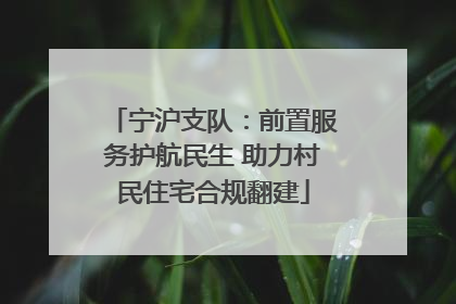 宁沪支队：前置服务护航民生 助力村民住宅合规翻建
