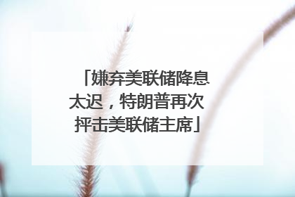 嫌弃美联储降息太迟，特朗普再次抨击美联储主席