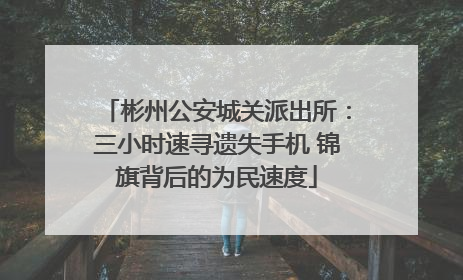 彬州公安城关派出所：三小时速寻遗失手机 锦旗背后的为民速度