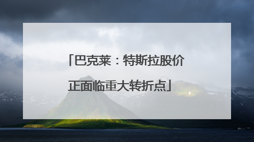 巴克莱：特斯拉股价正面临重大转折点