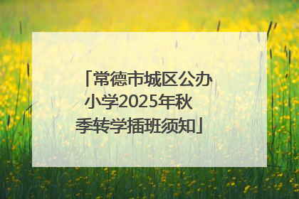 常德市城区公办小学2025年秋季转学插班须知