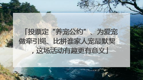 投票定“养宠公约”、为爱宠做牵引绳、比拼谁家人宠最默契，这场活动有趣更有意义