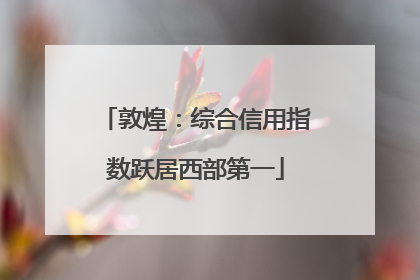 敦煌：综合信用指数跃居西部第一