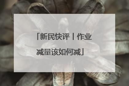 新民快评丨作业减量该如何减