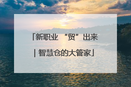 新职业 “贸”出来｜智慧仓的大管家