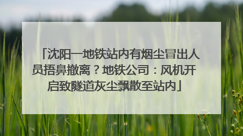 沈阳一地铁站内有烟尘冒出人员捂鼻撤离？地铁公司：风机开启致隧道灰尘飘散至站内