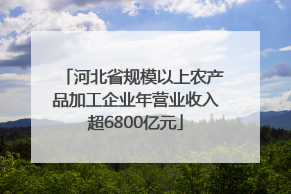 河北省规模以上农产品加工企业年营业收入超6800亿元