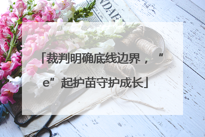 裁判明确底线边界，“e”起护苗守护成长