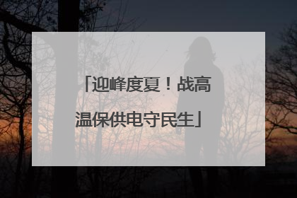 迎峰度夏！战高温保供电守民生