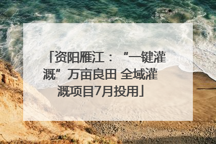 资阳雁江：“一键灌溉”万亩良田 全域灌溉项目7月投用