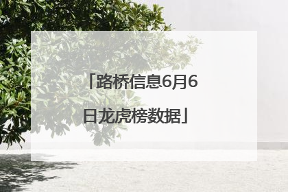 路桥信息6月6日龙虎榜数据