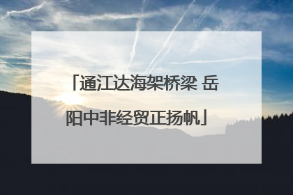 通江达海架桥梁 岳阳中非经贸正扬帆