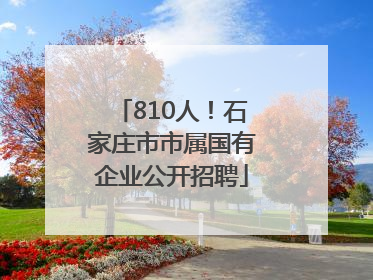 810人！石家庄市市属国有企业公开招聘