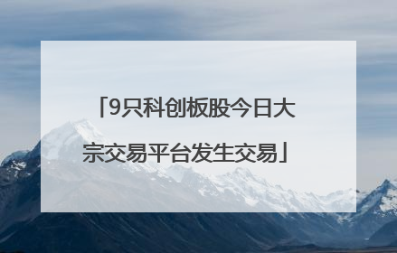 9只科创板股今日大宗交易平台发生交易